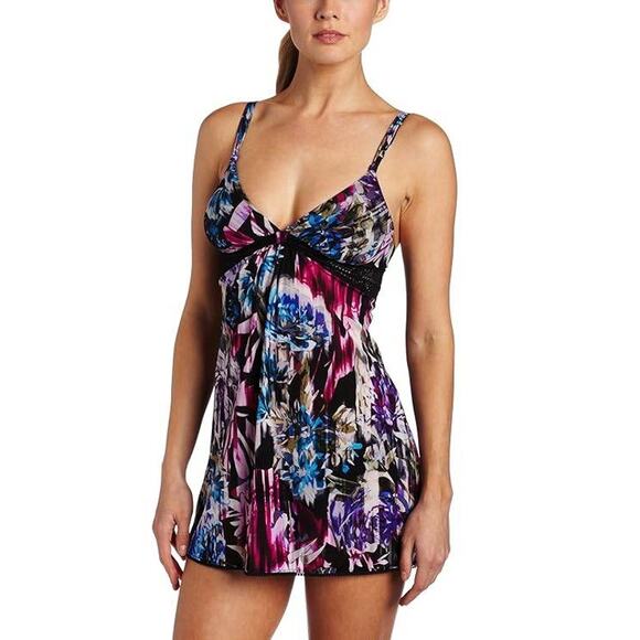 On Gossamer Other - On Gossamer Fireworks Printed Mesh Nightie Chemise L NWT Boudoir Resortwear Luxe